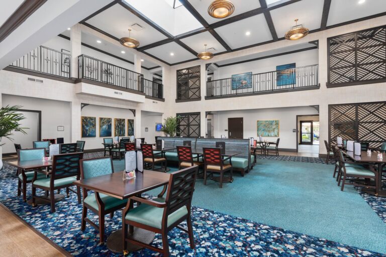 Dining room at The Grove at Trelago senior living community