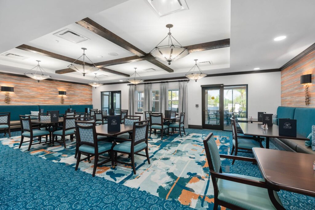 Restaurant-style dining at The Grove at Trelago senior living